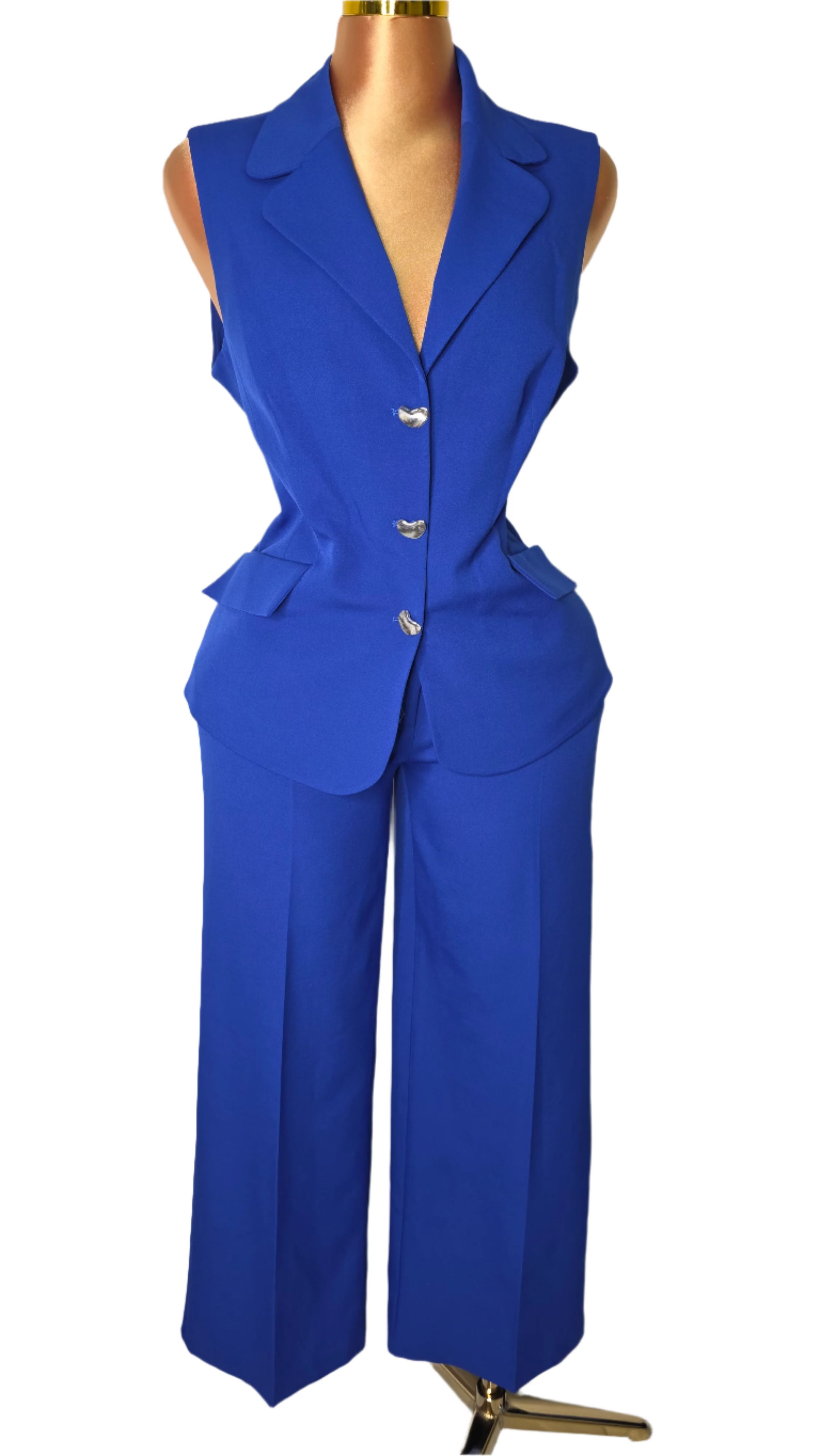 Royal blue sleeveless pantsuit