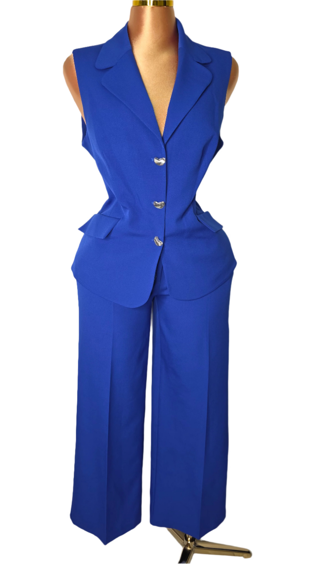 Royal blue sleeveless pantsuit