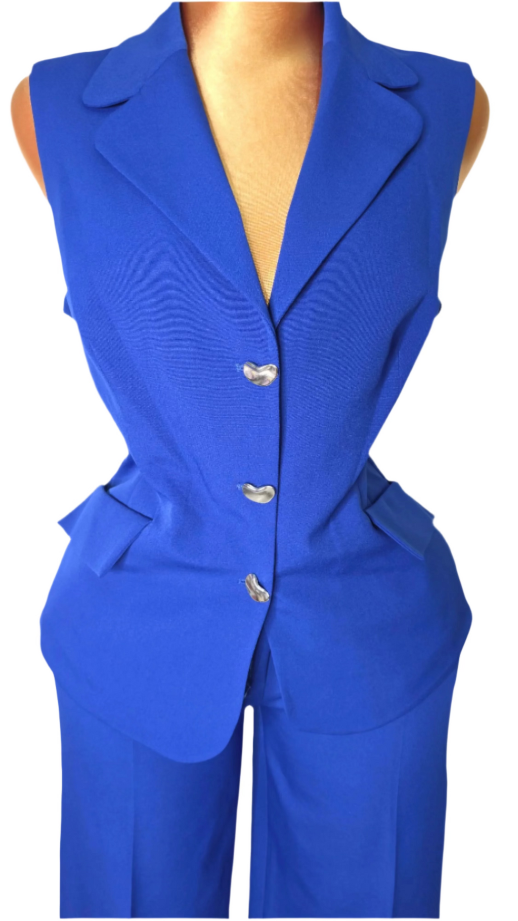 Royal blue sleeveless pantsuit