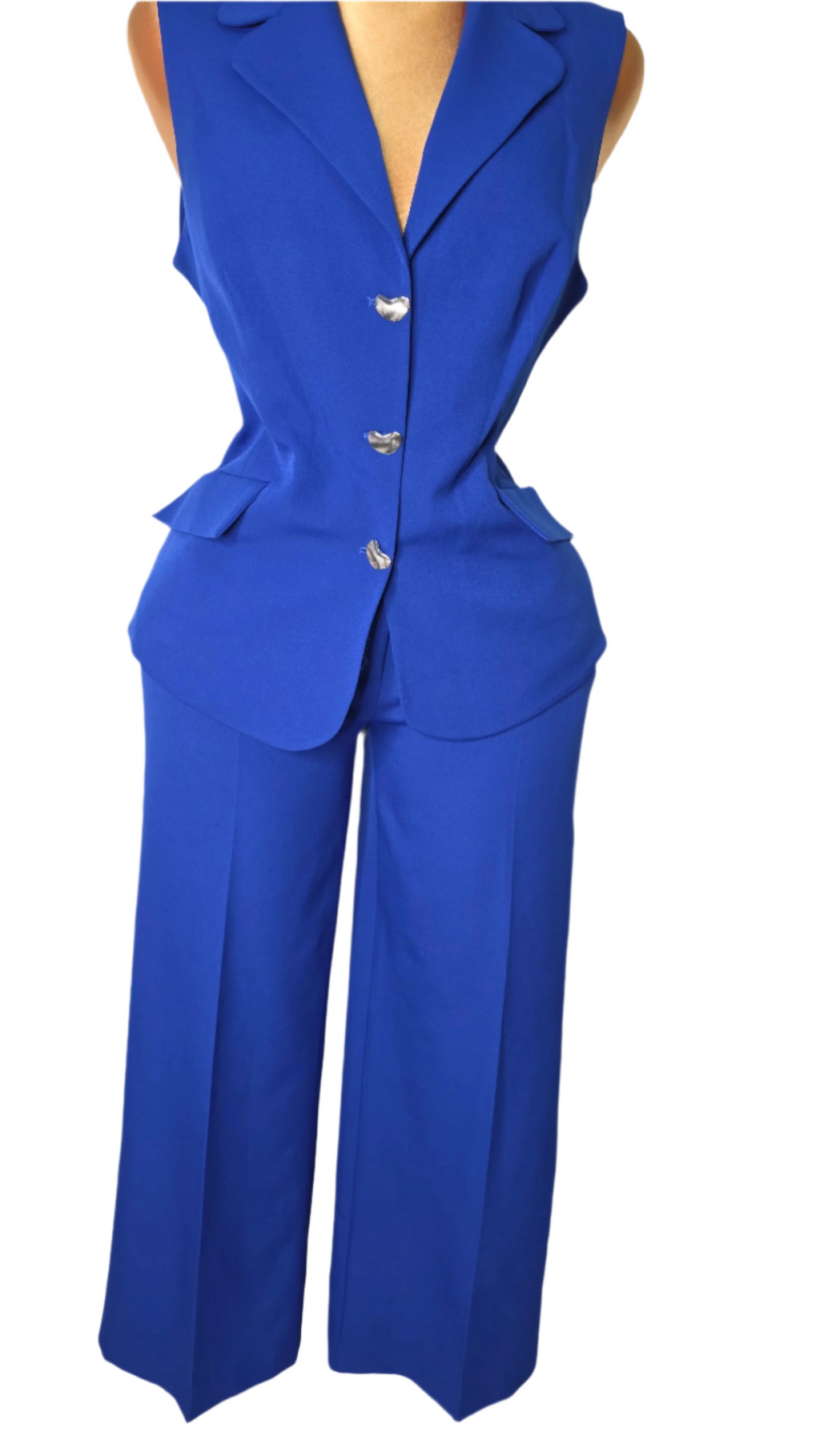 Royal blue sleeveless pantsuit